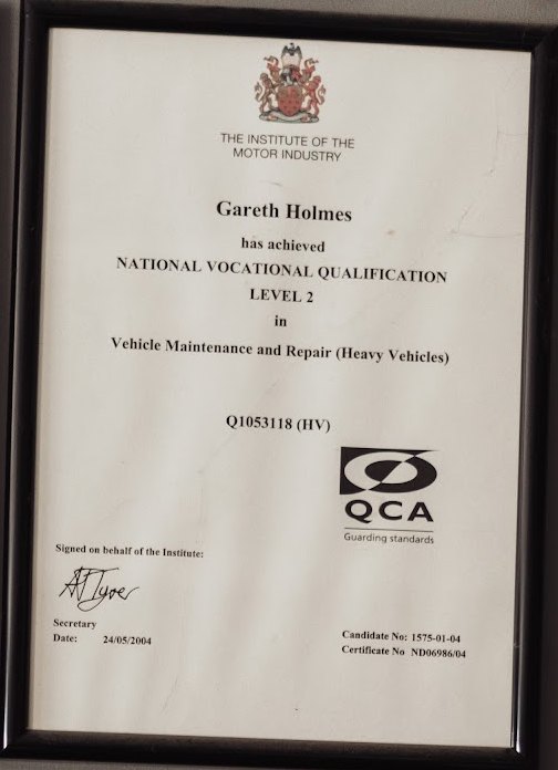 Institute of the Motor Industry NVQ Level 2 in Heavy Vehicle Maintenance and Repair, 2004